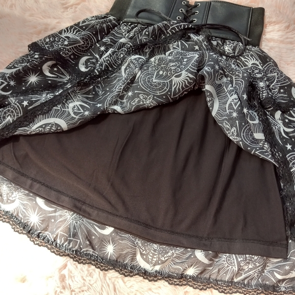 Killstar New Moon layered goth witchy skirt w/corset lacing waist band! SOLD! - Picture 7 of 11